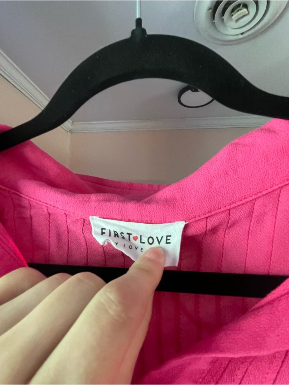 First Love Hot Pink Ribbed Button-Up Top - Picture 3 of 4